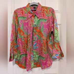 LAUREN RALPH LAUREN | Print Button Down | L